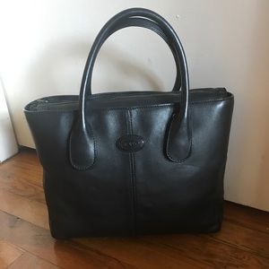 Vintage TOD’S Italy Black Leather D Bag Satchel